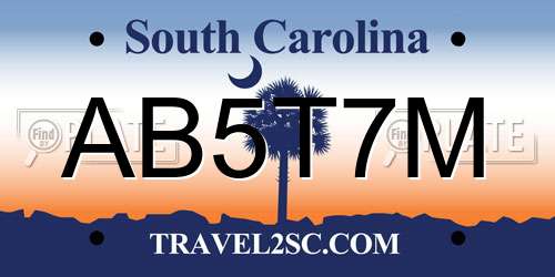 AB5T7M South Carolina License Plate