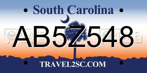 AB5Z548 South Carolina License Plate