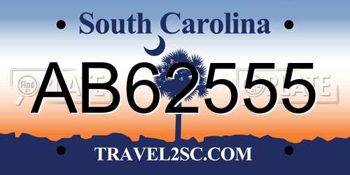 AB62555 South Carolina License Plate