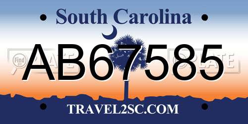 AB67585 South Carolina License Plate
