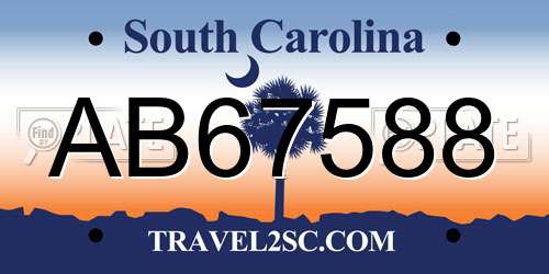 AB67588 South Carolina License Plate