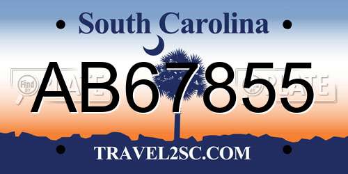AB67855 South Carolina License Plate
