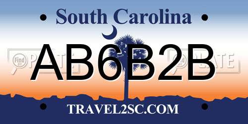 AB6B2B South Carolina License Plate