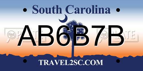 AB6B7B South Carolina License Plate