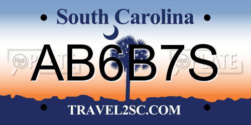 AB6B7S South Carolina License Plate