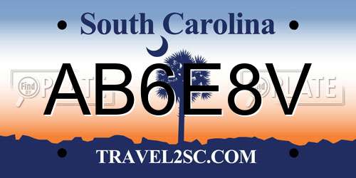 AB6E8V South Carolina License Plate