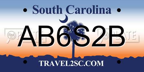 AB6S2B South Carolina License Plate