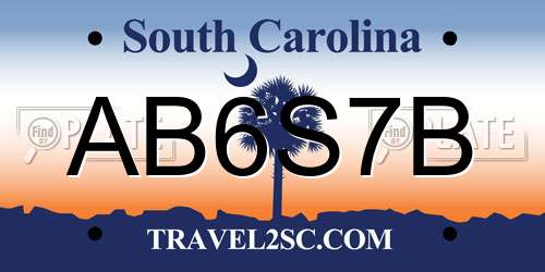 AB6S7B South Carolina License Plate