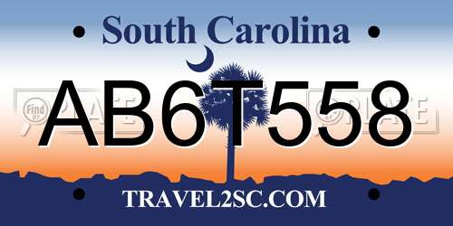 AB6T558 South Carolina License Plate