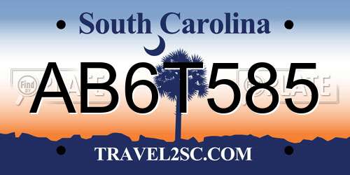AB6T585 South Carolina License Plate