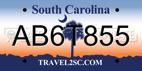 AB6T855 South Carolina License Plate