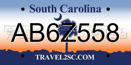 AB6Z558 South Carolina License Plate