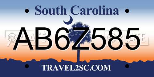 AB6Z585 South Carolina License Plate