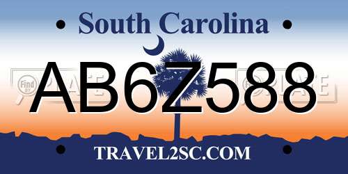 AB6Z588 South Carolina License Plate