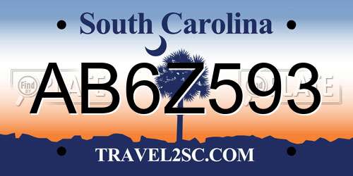 AB6Z593 South Carolina License Plate