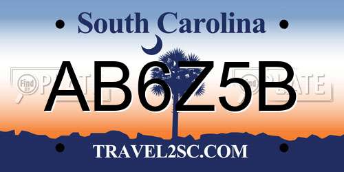 AB6Z5B South Carolina License Plate