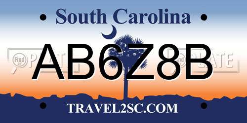 AB6Z8B South Carolina License Plate