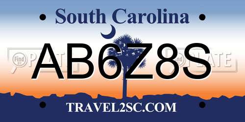AB6Z8S South Carolina License Plate