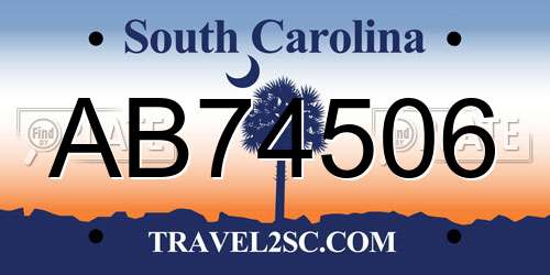 AB74506 South Carolina License Plate