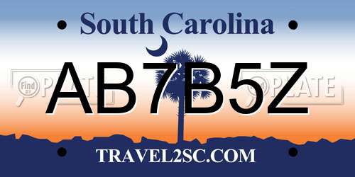 AB7B5Z South Carolina License Plate