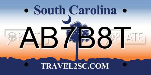 AB7B8T South Carolina License Plate