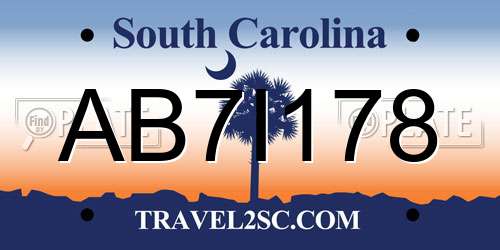 AB7I178 South Carolina License Plate