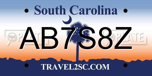AB7S8Z South Carolina License Plate
