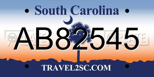 AB82545 South Carolina License Plate