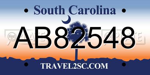 AB82548 South Carolina License Plate