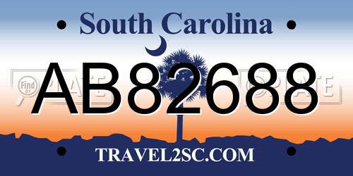 AB82688 South Carolina License Plate