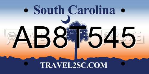 AB8T545 South Carolina License Plate
