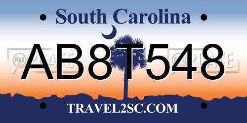 AB8T548 South Carolina License Plate
