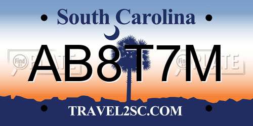 AB8T7M South Carolina License Plate