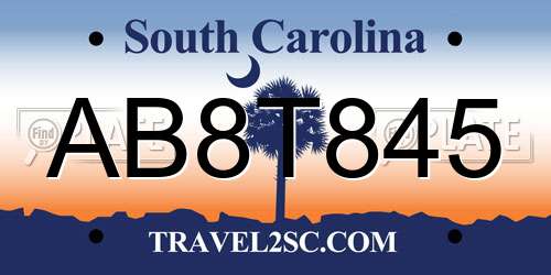 AB8T845 South Carolina License Plate