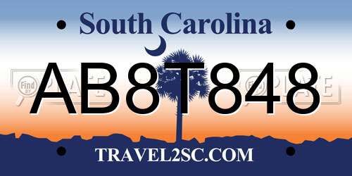 AB8T848 South Carolina License Plate