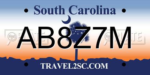 AB8Z7M South Carolina License Plate