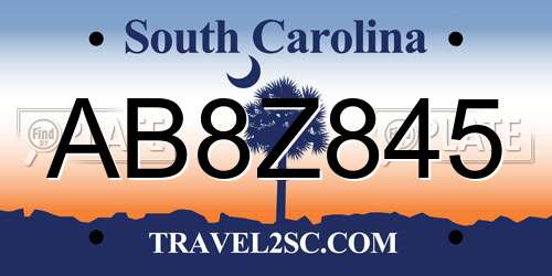 AB8Z845 South Carolina License Plate