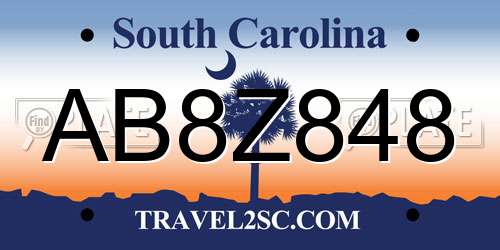 AB8Z848 South Carolina License Plate