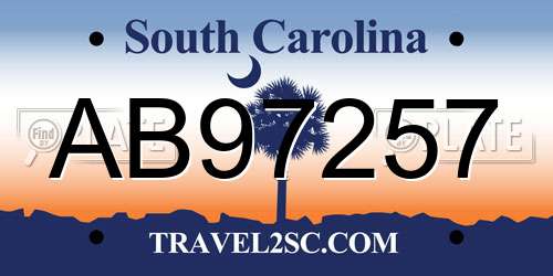 AB97257 South Carolina License Plate