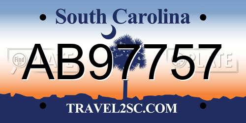 AB97757 South Carolina License Plate