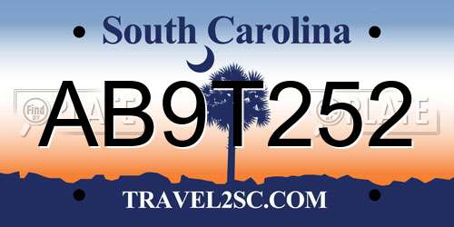 AB9T252 South Carolina License Plate