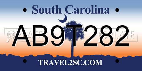 AB9T282 South Carolina License Plate