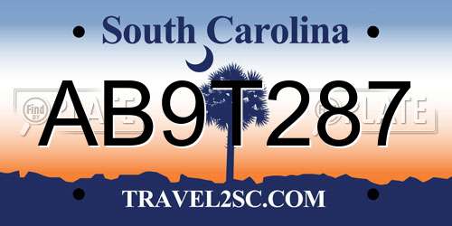 AB9T287 South Carolina License Plate