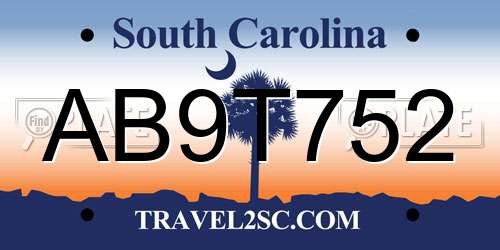 AB9T752 South Carolina License Plate