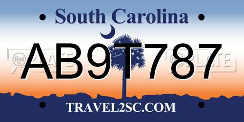 AB9T787 South Carolina License Plate