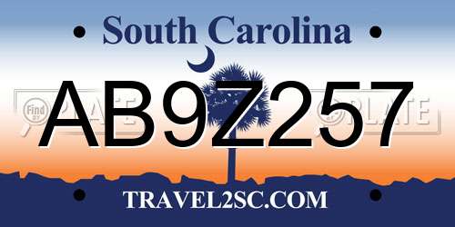 AB9Z257 South Carolina License Plate