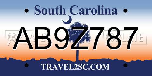 AB9Z787 South Carolina License Plate
