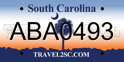 ABA0493 South Carolina License Plate