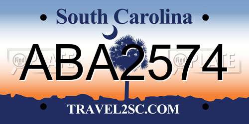 ABA2574 South Carolina License Plate