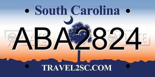 ABA2824 South Carolina License Plate